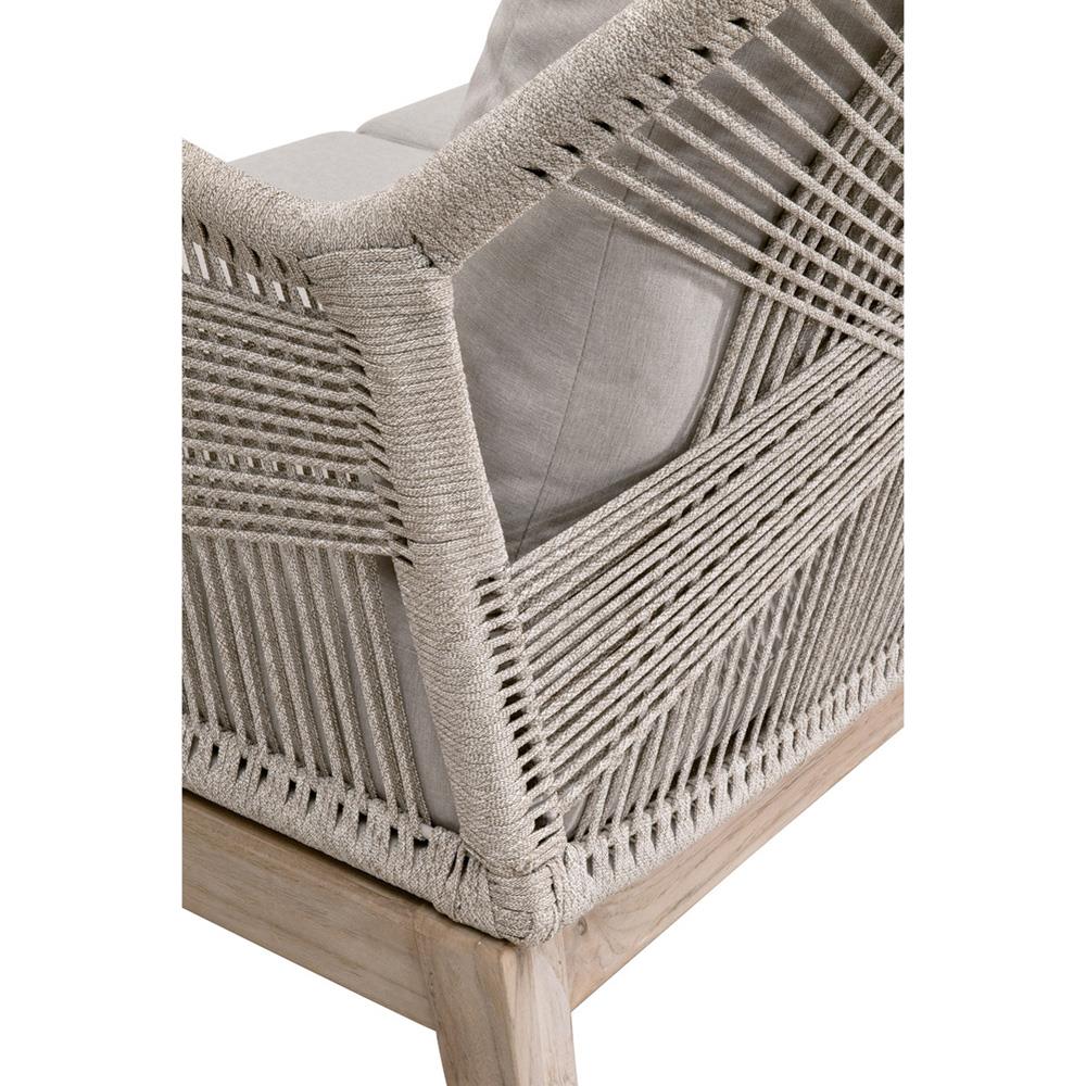 Lorry Coastal Beach Taupe Woven Rope Grey Teak Wood Outdoor Sofa - 79"W|