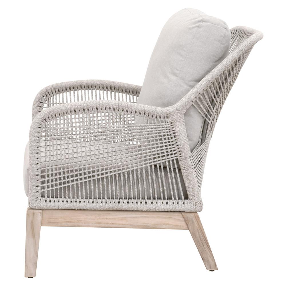 Lorry Coastal Beach Taupe Woven Rope Grey Teak Wood Outdoor Lounge Arm Chair|