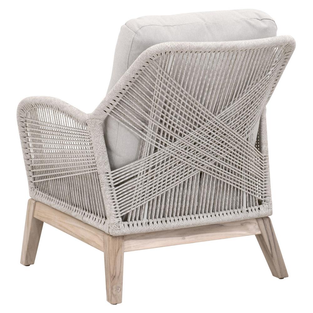Lorry Coastal Beach Taupe Woven Rope Grey Teak Wood Outdoor Lounge Arm Chair|