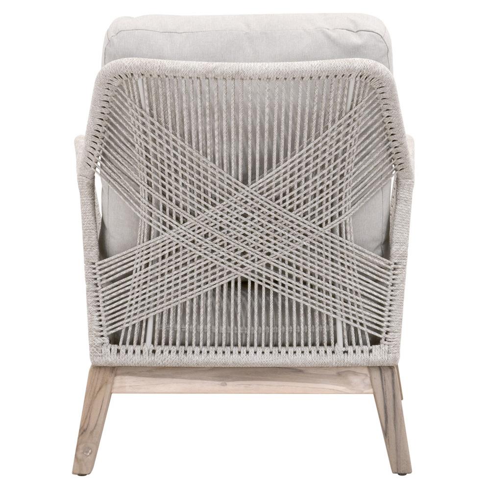 Lorry Coastal Beach Taupe Woven Rope Grey Teak Wood Outdoor Lounge Arm Chair|