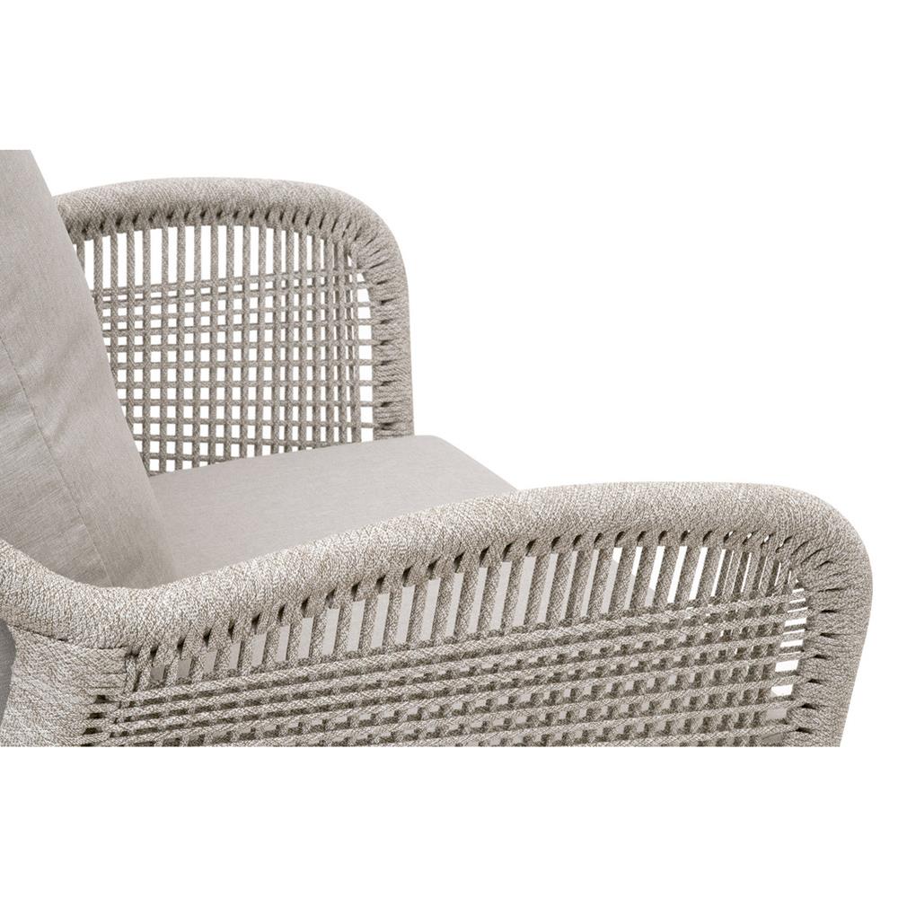 Lorry Coastal Beach Taupe Woven Rope Grey Teak Wood Outdoor Lounge Arm Chair|