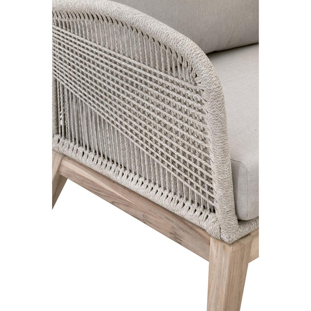 Lorry Coastal Beach Taupe Woven Rope Grey Teak Wood Outdoor Lounge Arm Chair|