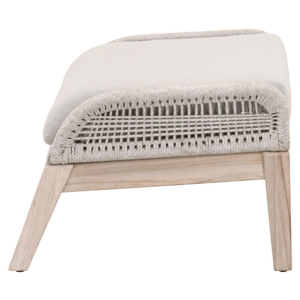 Lorry Coastal Beach Taupe Woven Rope Grey Teak Wood Outdoor Footstool|