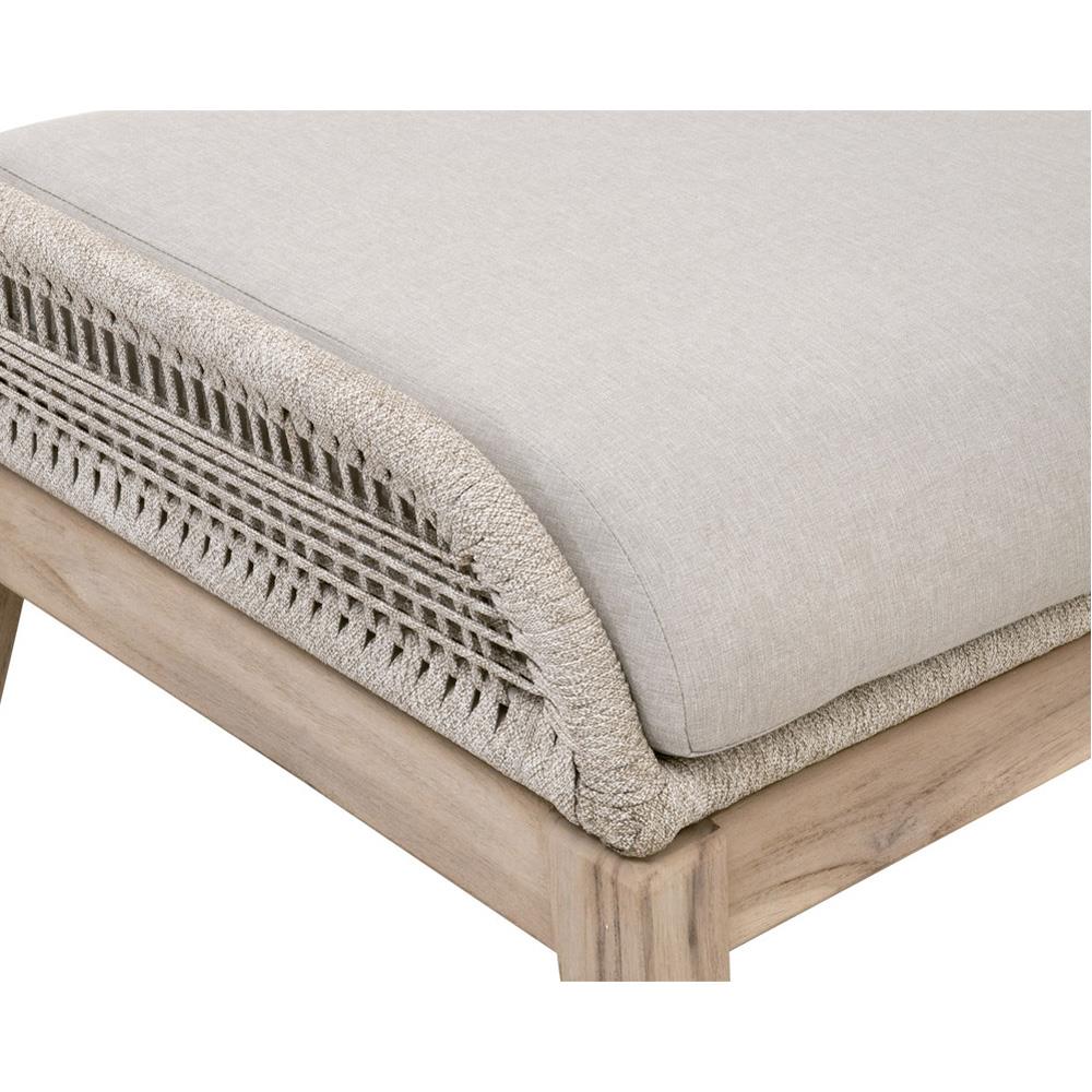 Lorry Coastal Beach Taupe Woven Rope Grey Teak Wood Outdoor Footstool|