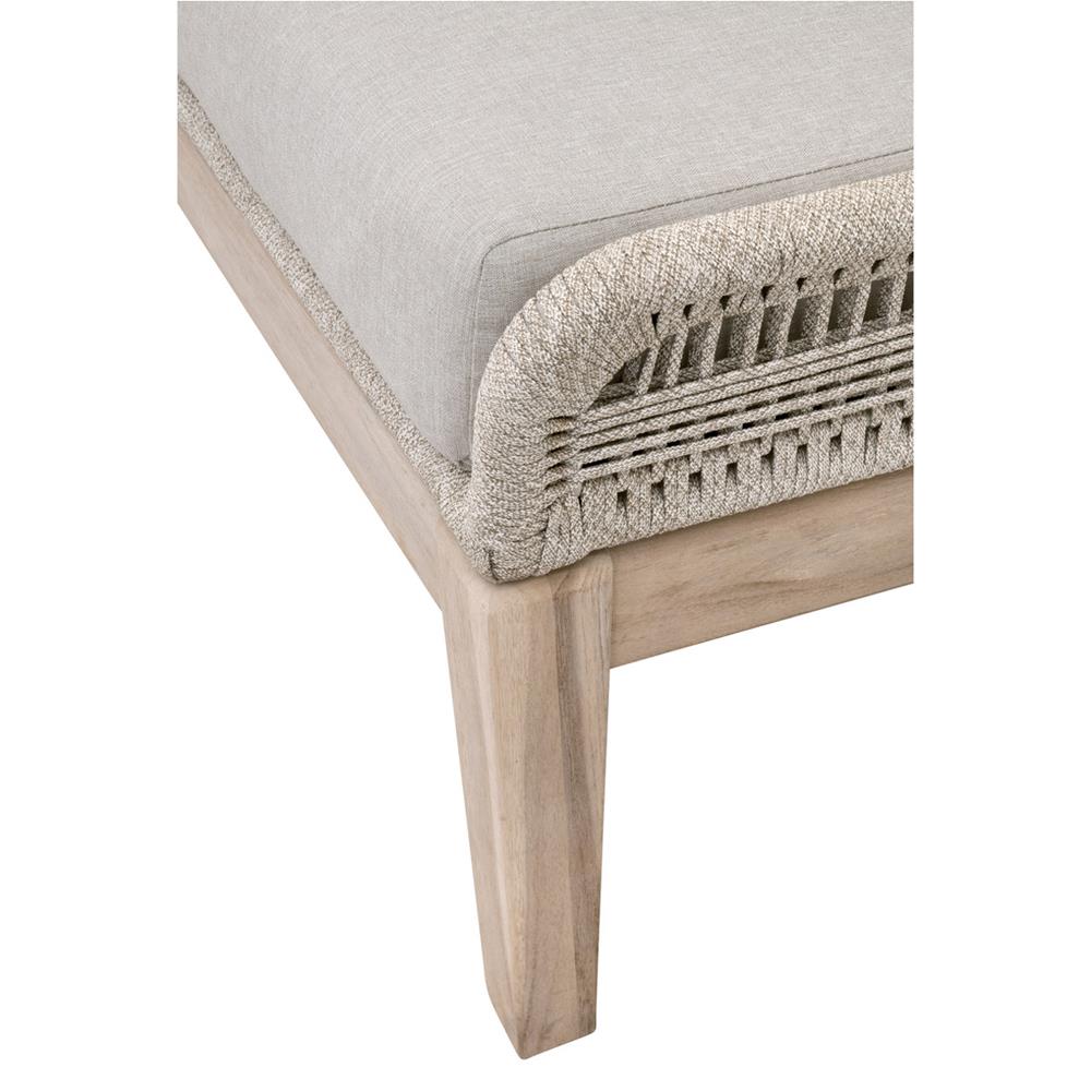 Lorry Coastal Beach Taupe Woven Rope Grey Teak Wood Outdoor Footstool|