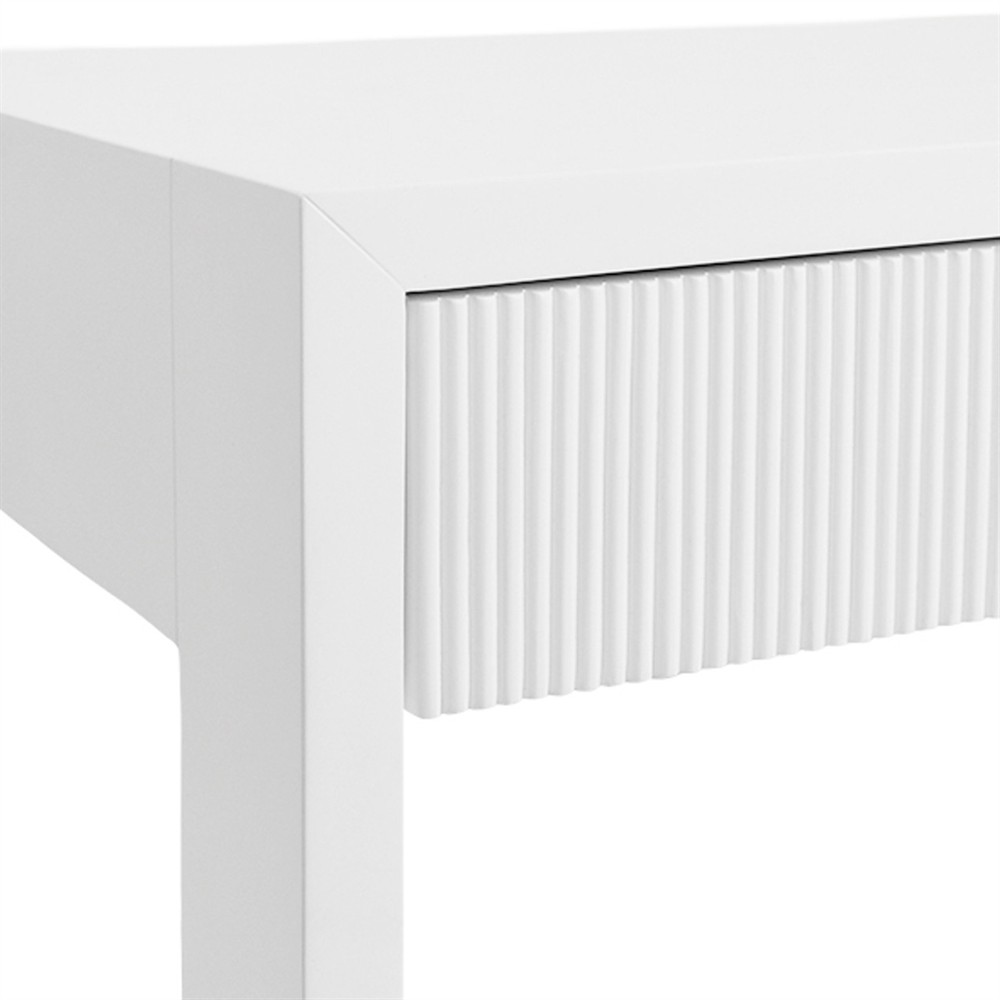 Worlds Away Larkin Modern Classic Matte White Wood Brass Rectangular Desk|