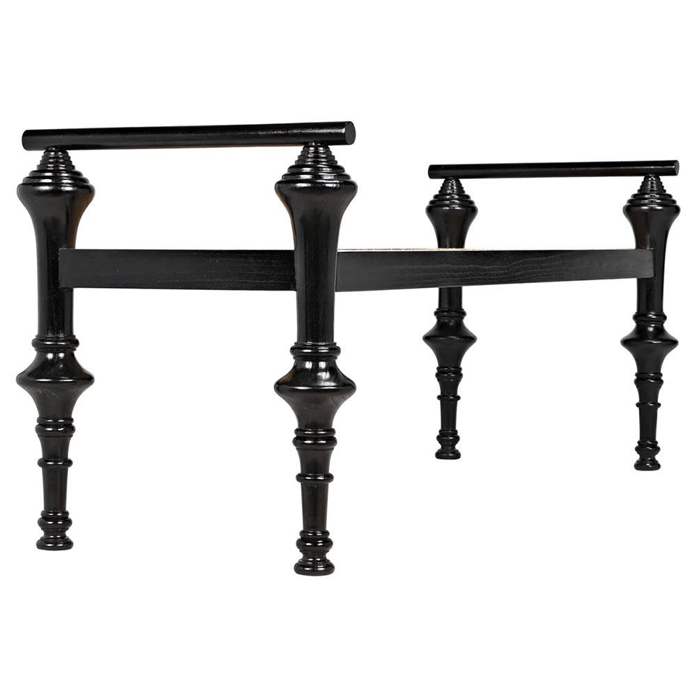 Isaiah Updated Traditional Black Wood Woven Cane Entryway Bench