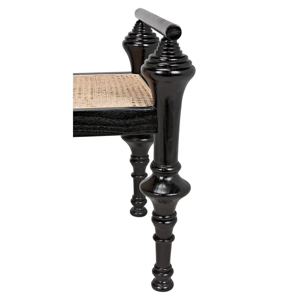 Isaiah Updated Traditional Black Wood Woven Cane Entryway Bench