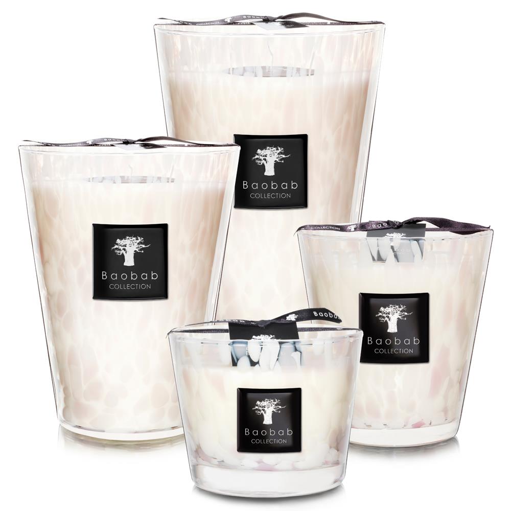 Baobab Collection White Pearls Modern Classic Glass Scented Candle - Extra Large|