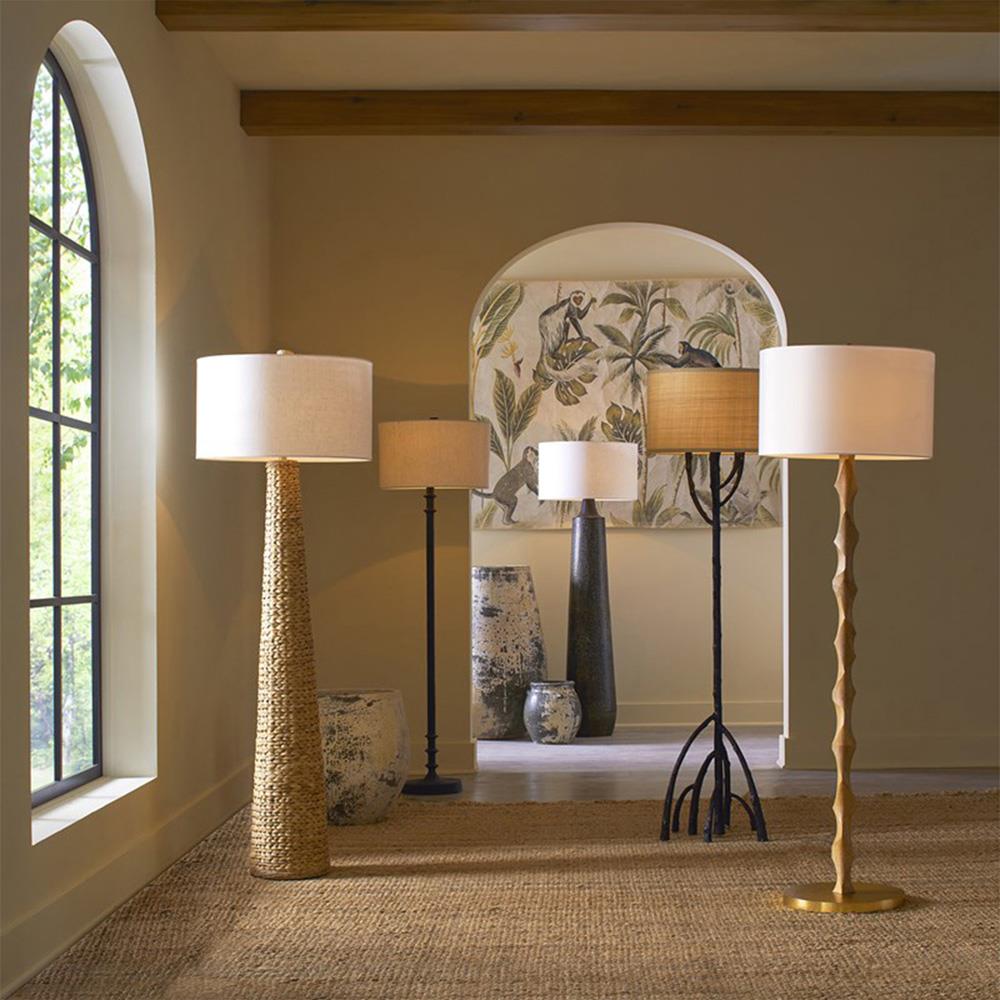Catalina Lighting Modern Floor Lamp With 2 Shelves & Linen Shade - 58 Inch White Etagere Shelf Lamp - View #9
