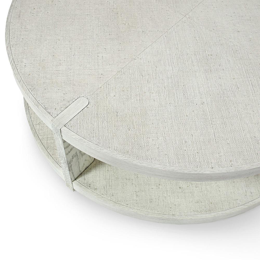Palecek Astoria Modern Whitewash Raffia Top Wood Frame Round 2