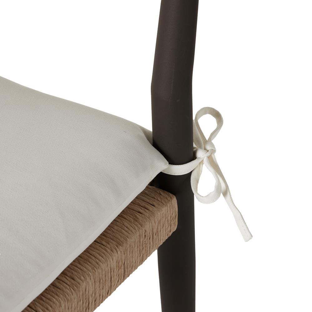 George Mid Century White Cushion Woven Wicker Aluminum Frame Outdoor Side Chair|