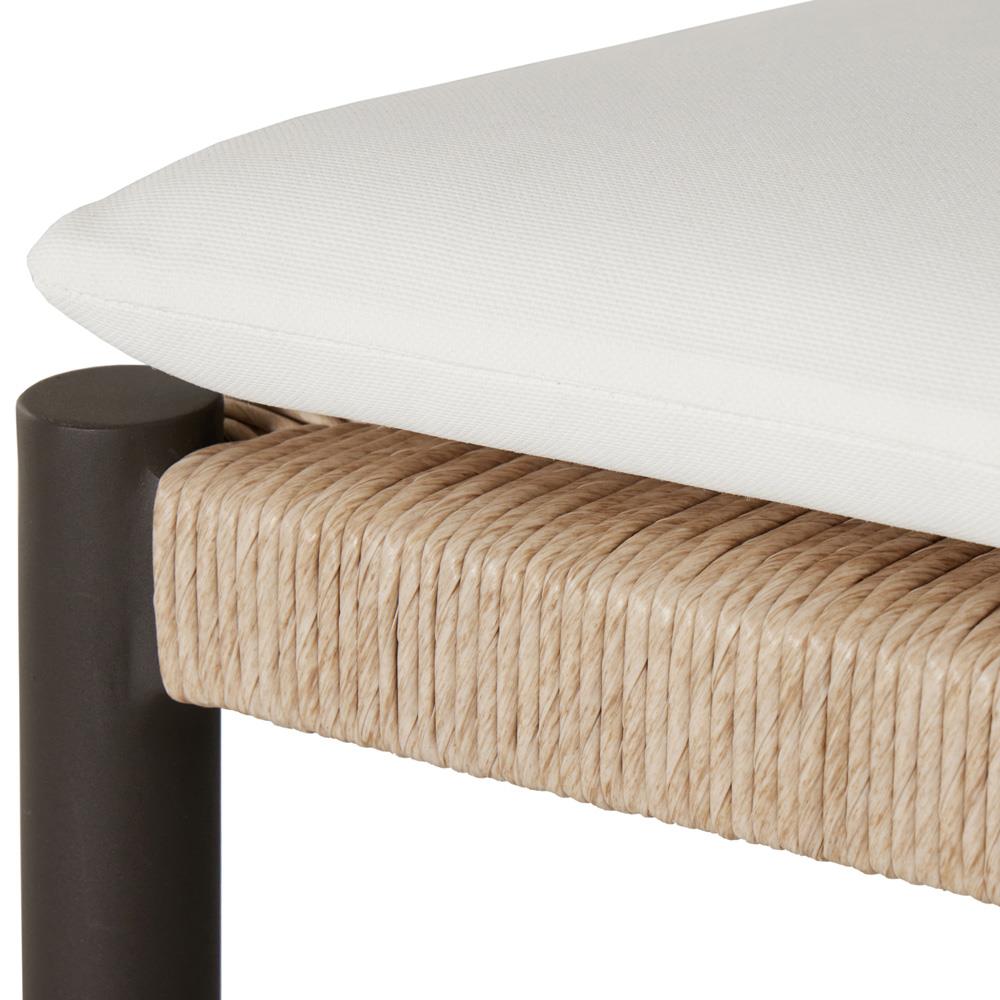 George Mid Century White Cushion Woven Wicker Aluminum Frame Outdoor Side Chair|