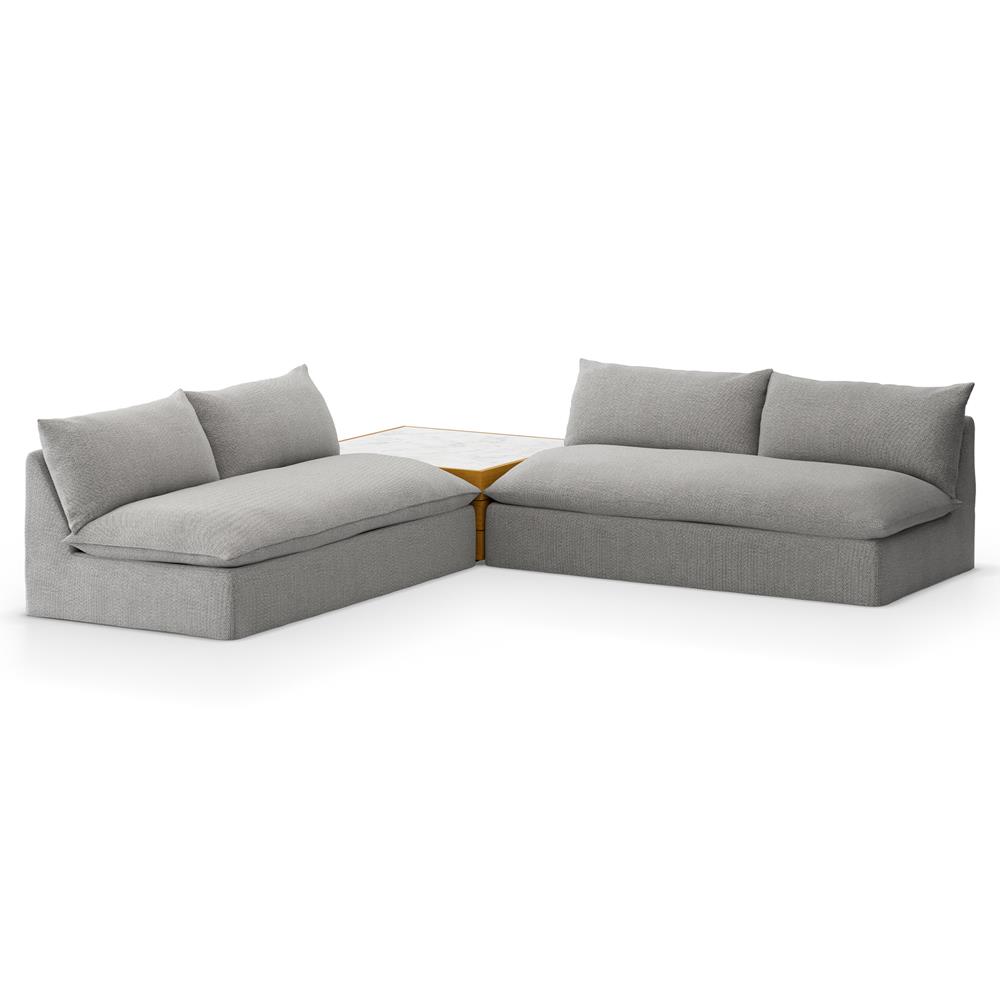 Cee Grey Upholstered 2 Piece Outdoor Sectional with Coffee Table - 117"Wx117"D|