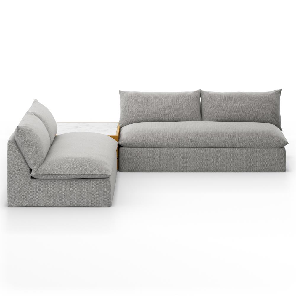 Cee Grey Upholstered 2 Piece Outdoor Sectional with Coffee Table - 117"Wx117"D|