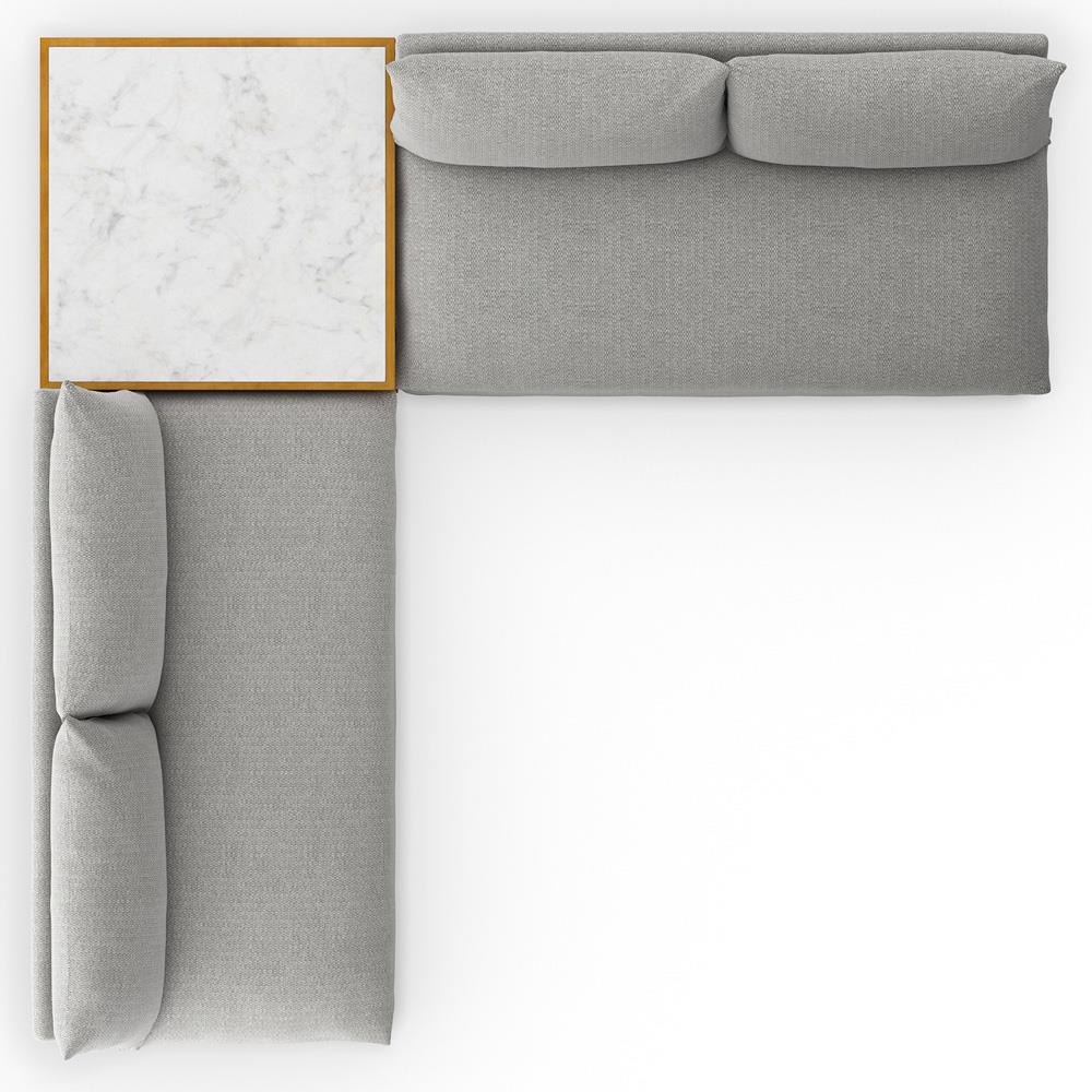 Cee Grey Upholstered 2 Piece Outdoor Sectional with Coffee Table - 117"Wx117"D|