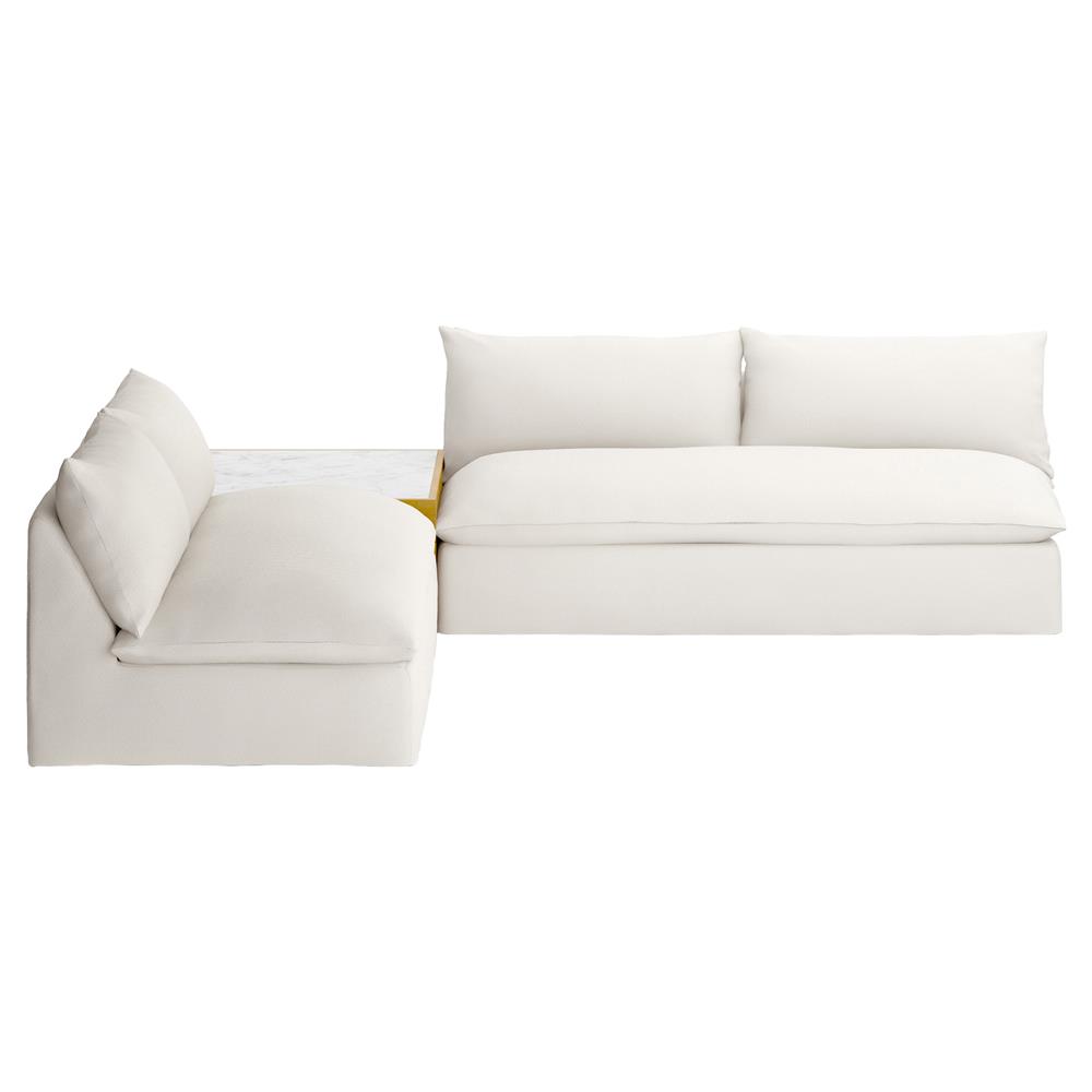 Cee Cream Upholstered 2 Piece Outdoor Sectional with Coffee Table - 117"Wx117"D|