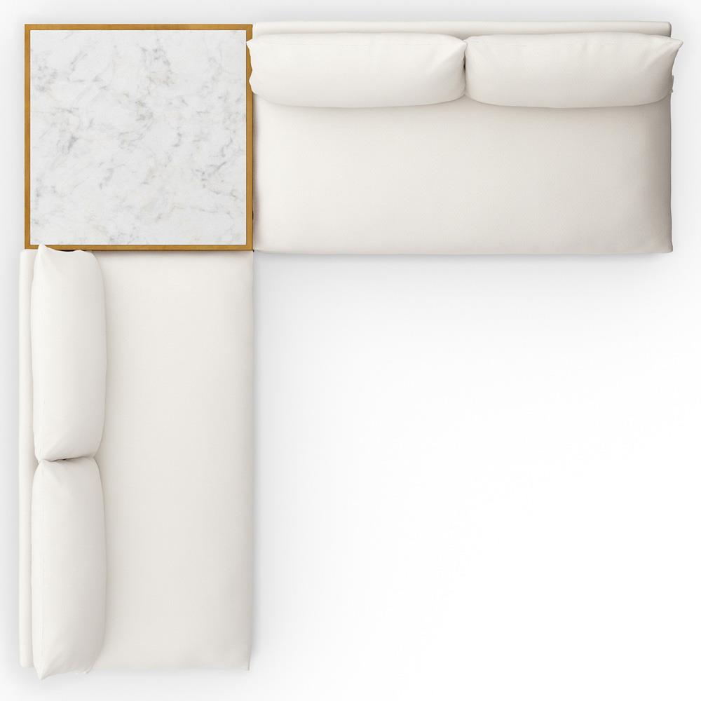 Cee Cream Upholstered 2 Piece Outdoor Sectional with Coffee Table - 117"Wx117"D|