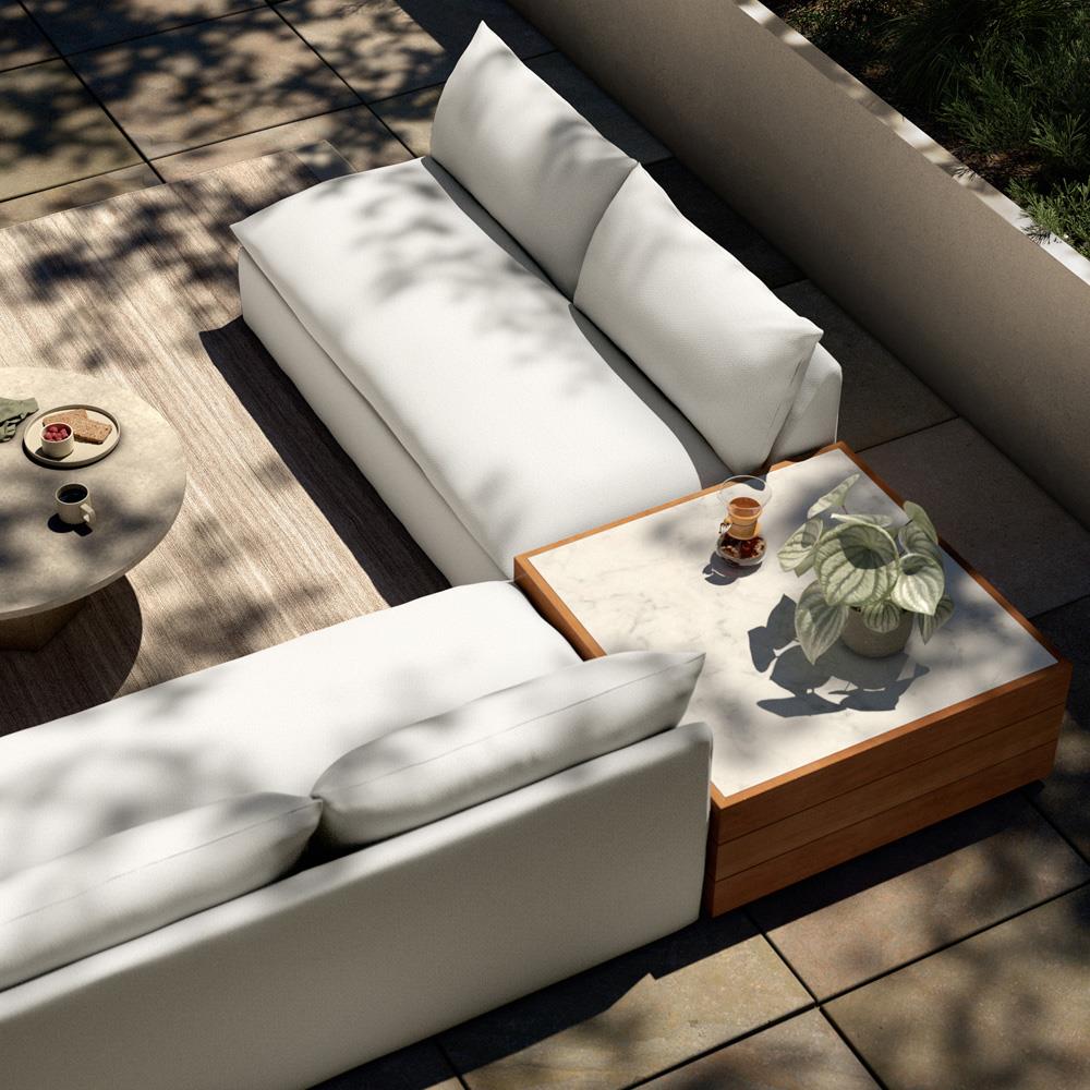 Cee Cream Upholstered 2 Piece Outdoor Sectional with Coffee Table - 117"Wx117"D|