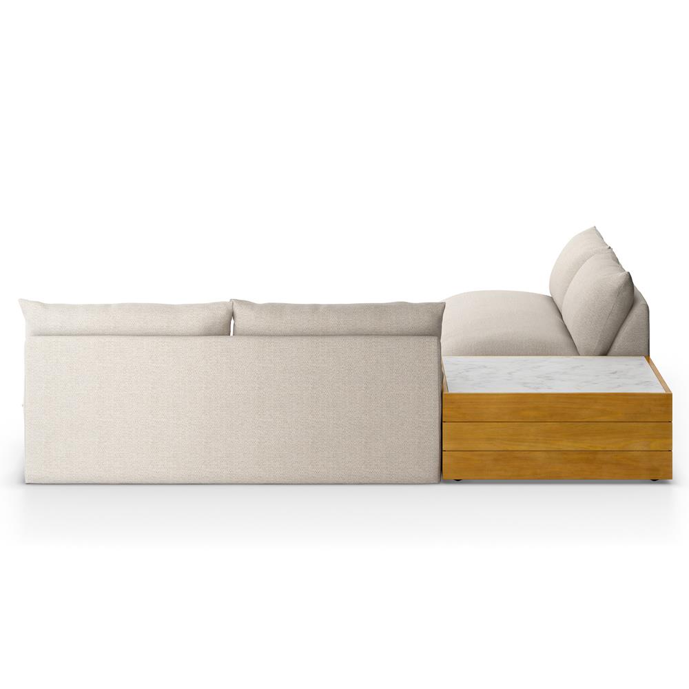 Cee Beige Upholstered 2 Piece Outdoor Sectional with Coffee Table - 117"Wx117"D|