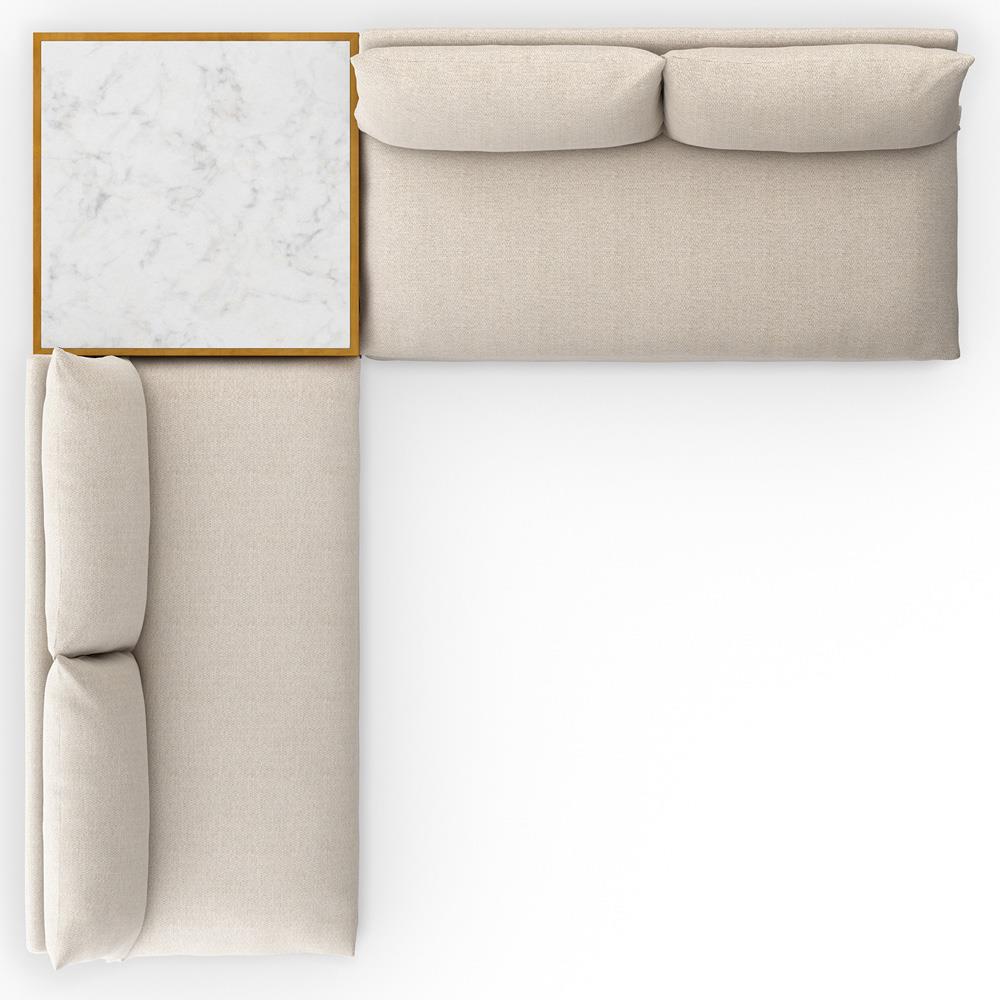 Cee Beige Upholstered 2 Piece Outdoor Sectional with Coffee Table - 117"Wx117"D|