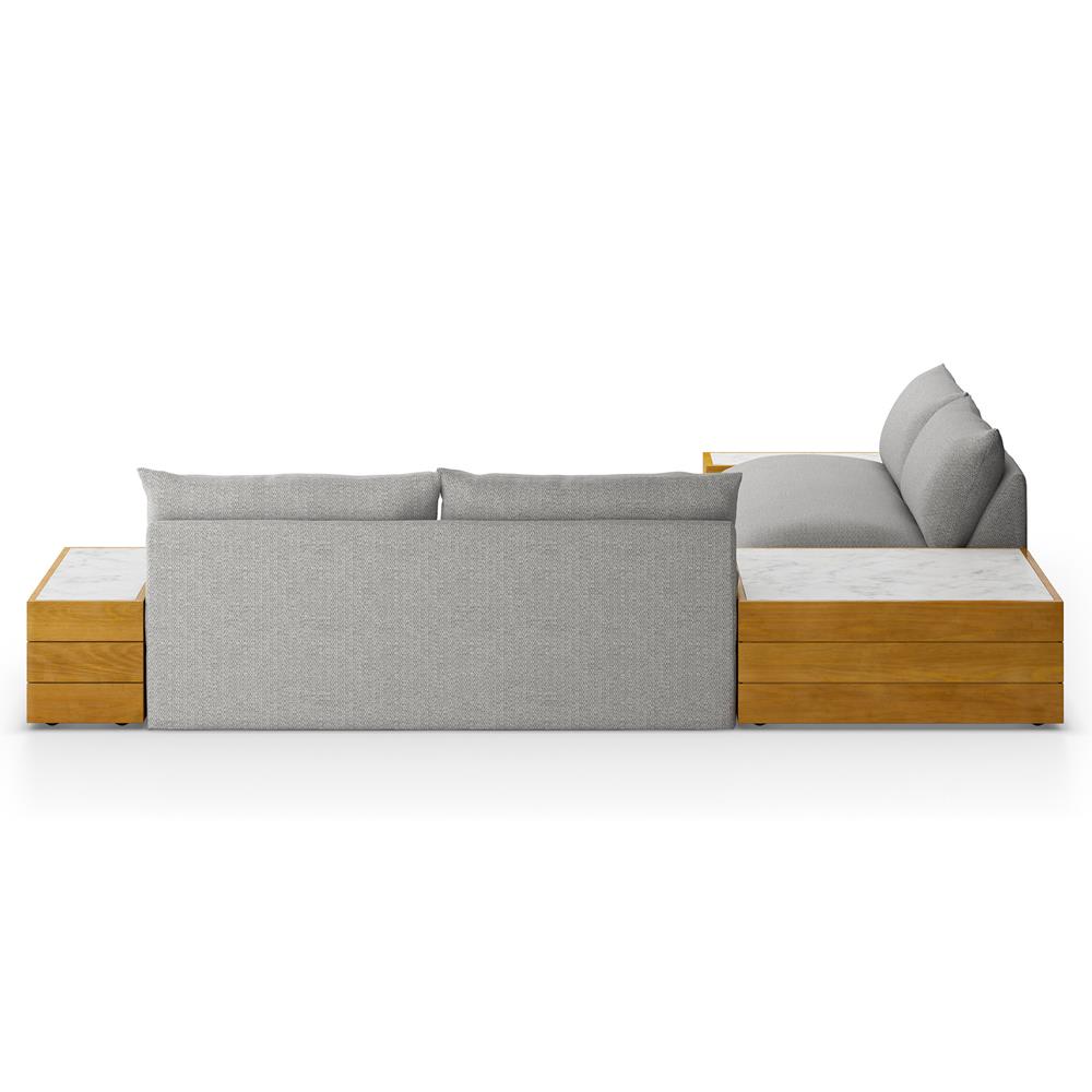 Cee Grey Upholstered Outdoor Sectional with End and Coffee Table - 127"Wx127"D|