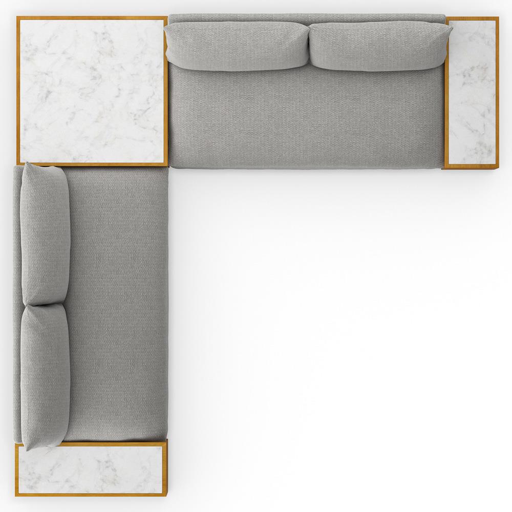 Cee Grey Upholstered Outdoor Sectional with End and Coffee Table - 127"Wx127"D|