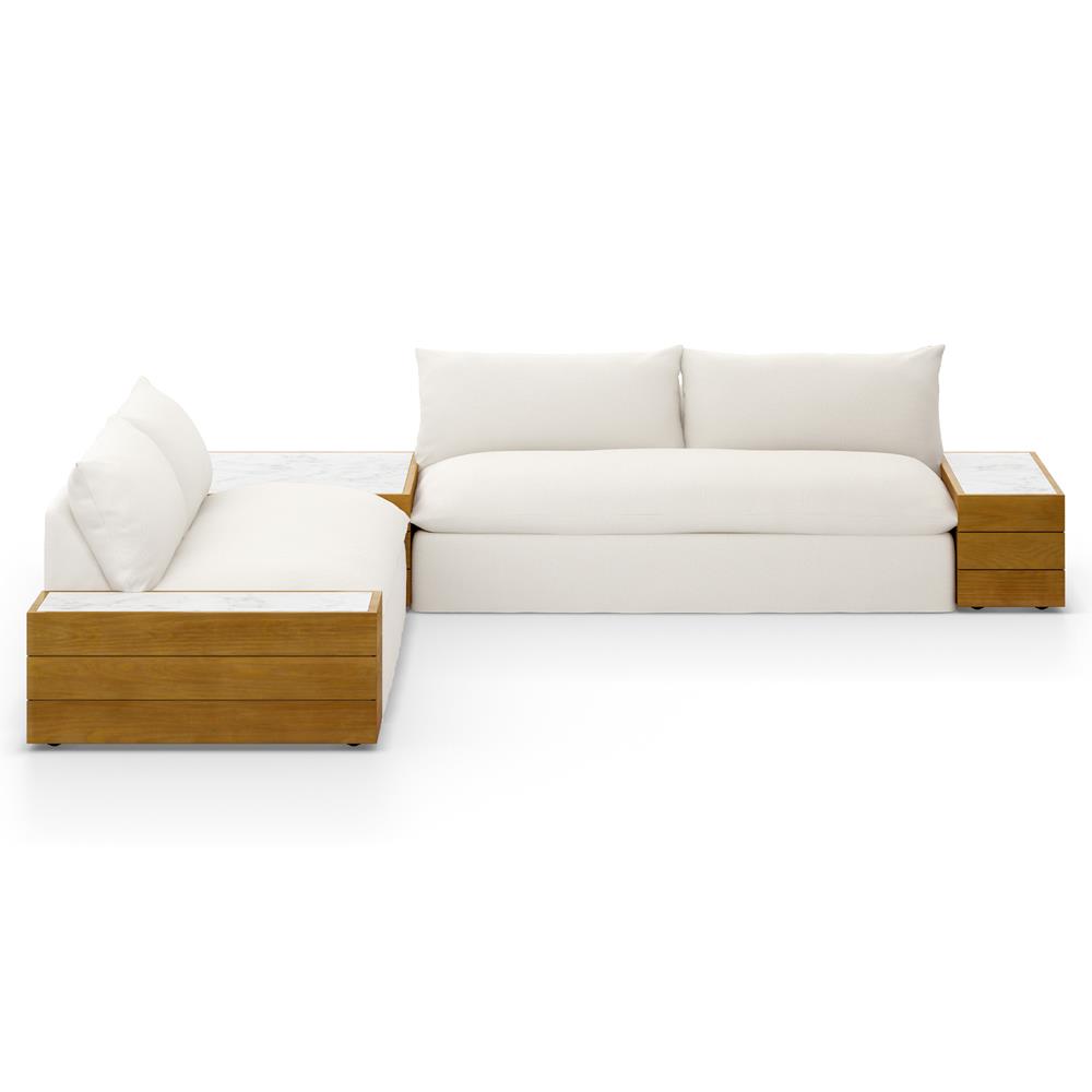 Cee Cream Upholstered Outdoor Sectional with End and Coffee Table - 127"Wx127"D|