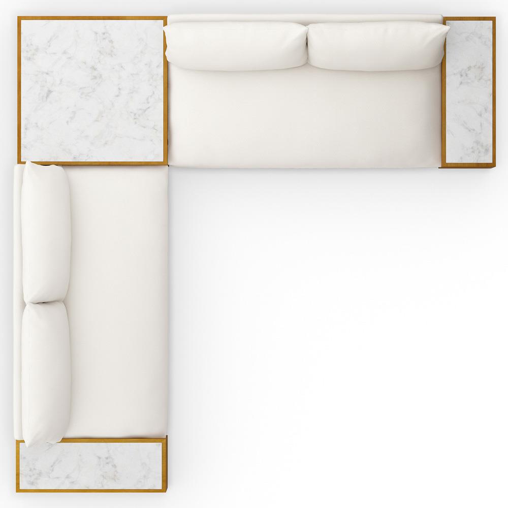 Cee Cream Upholstered Outdoor Sectional with End and Coffee Table - 127"Wx127"D|