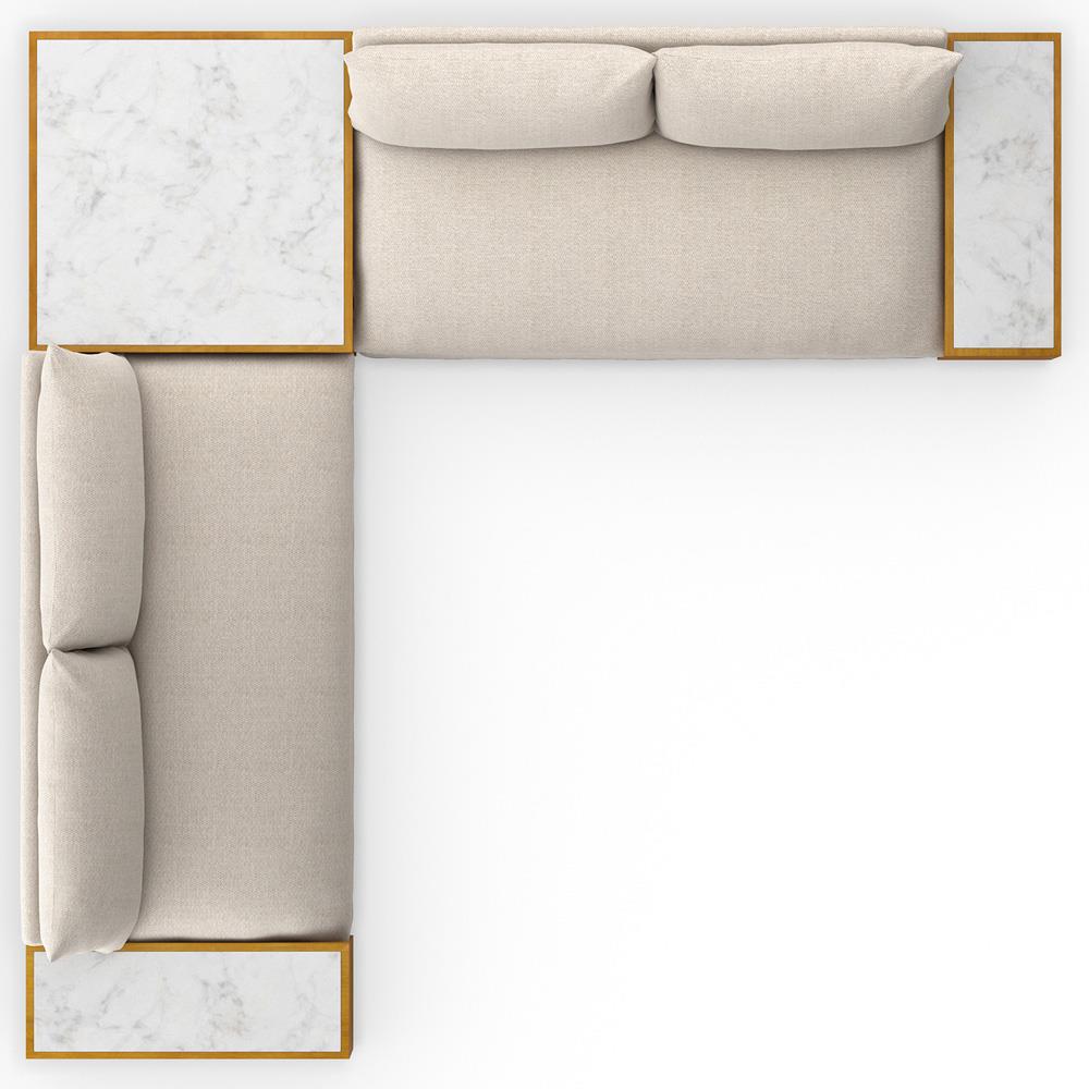 Cee Beige Upholstered Outdoor Sectional with End and Coffee Table - 127"Wx127"D|