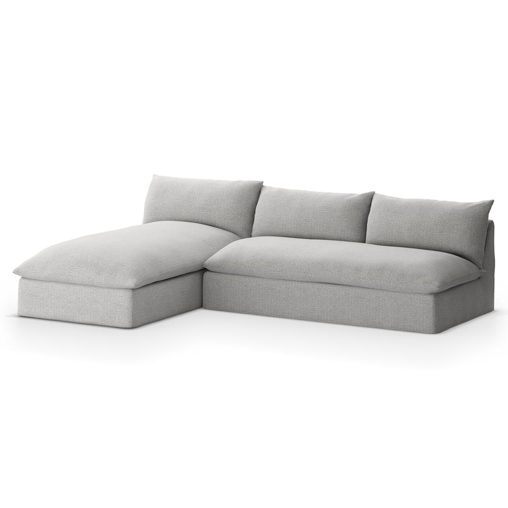 Cee Modern Classic Grey Upholstered 2 Piece Outdoor Sectional - 111"Wx72"D|