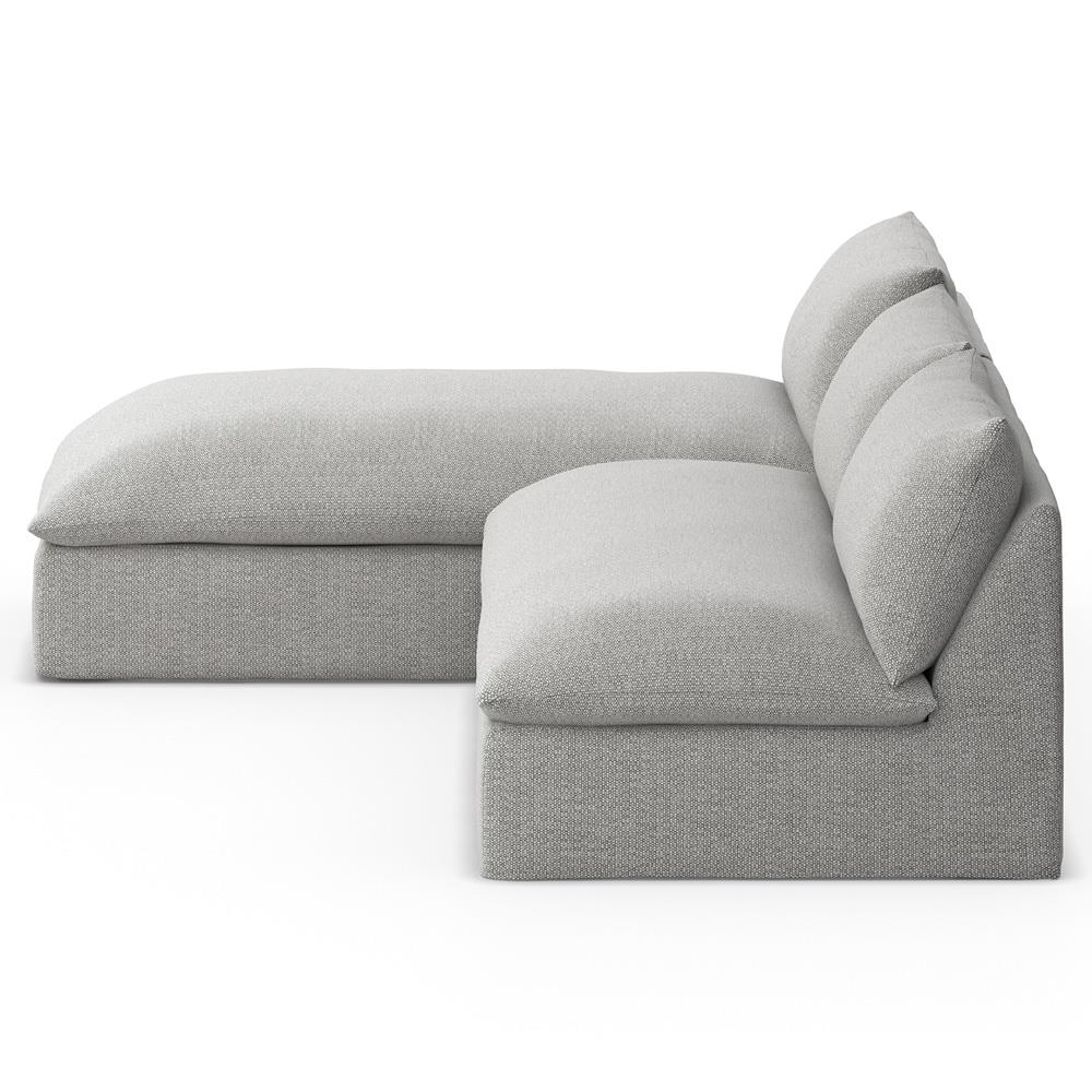 Cee Modern Classic Grey Upholstered 2 Piece Outdoor Sectional - 111"Wx72"D|