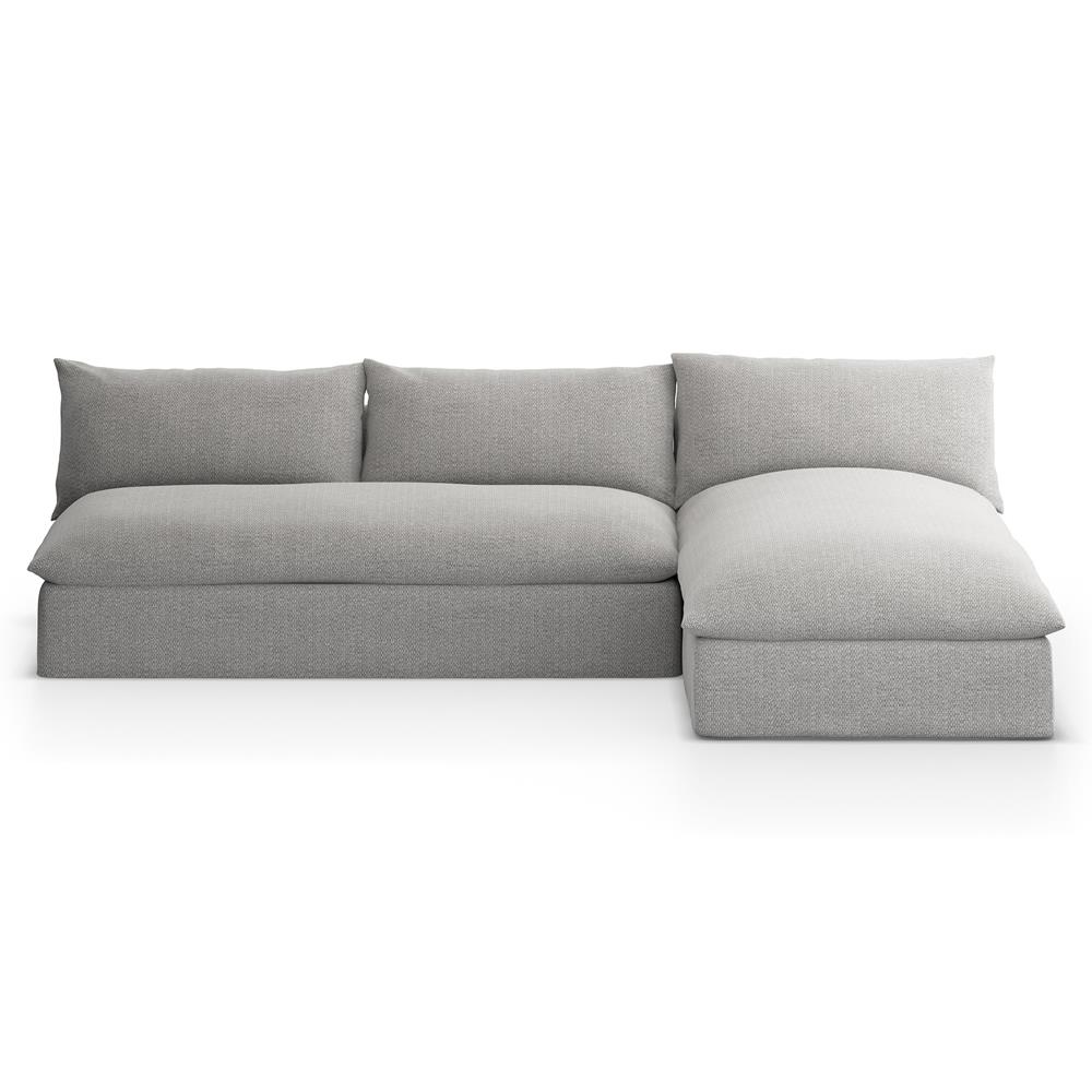 Cee Modern Classic Grey Upholstered 2 Piece Outdoor Sectional - 111"Wx72"D|