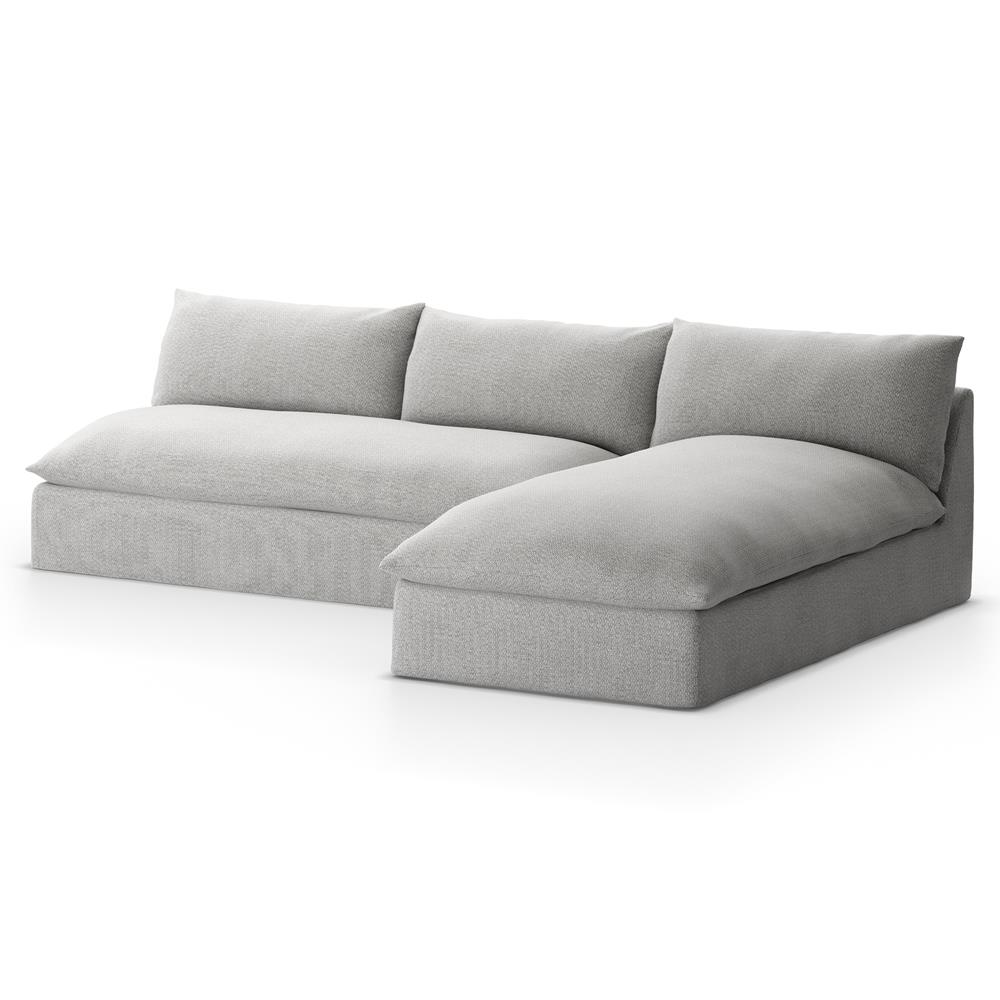 Cee Modern Classic Grey Upholstered 2 Piece Outdoor Sectional - 111"Wx72"D|