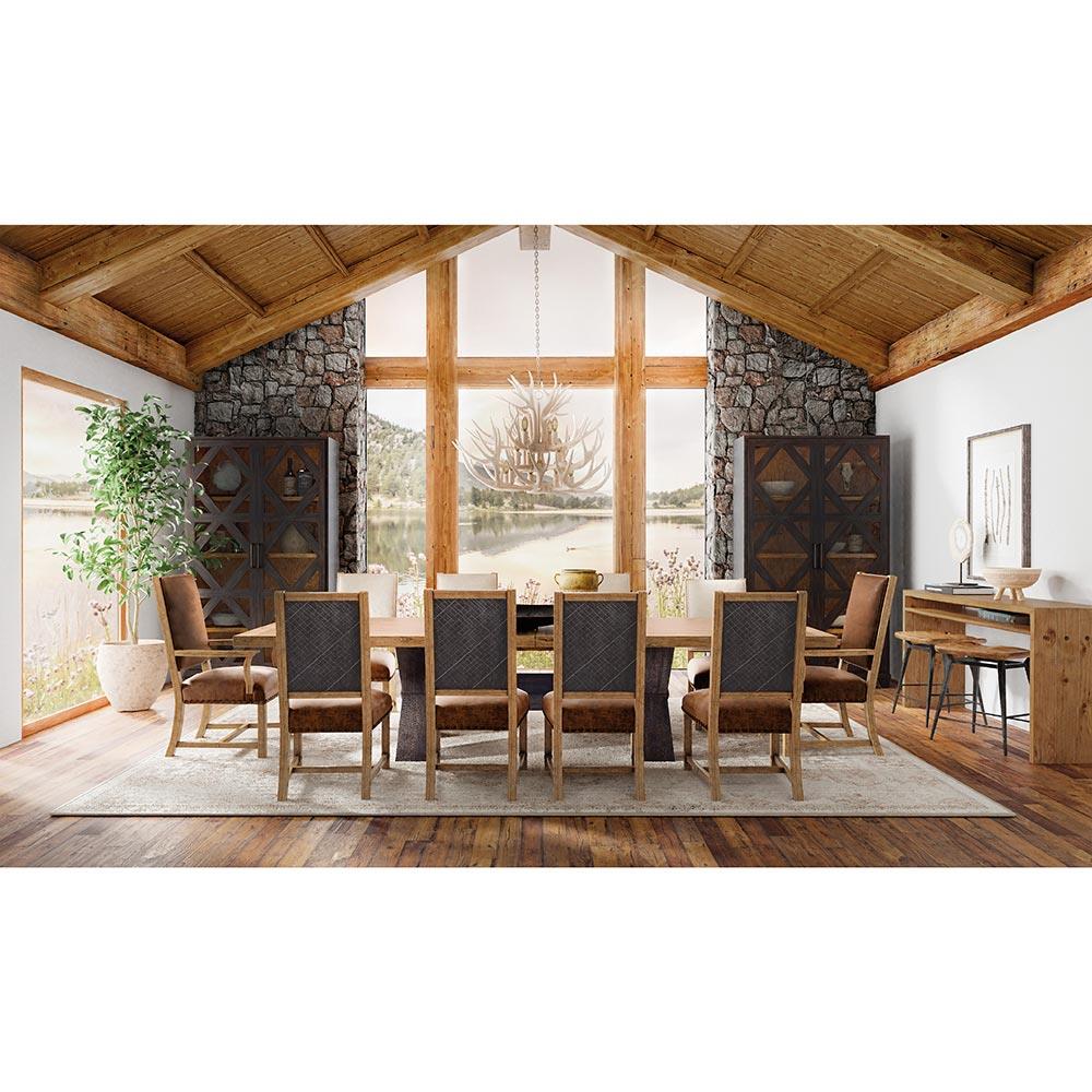 Allison Rustic Lodge Brown Upholstered Leather Wood Frame Dining Side ...