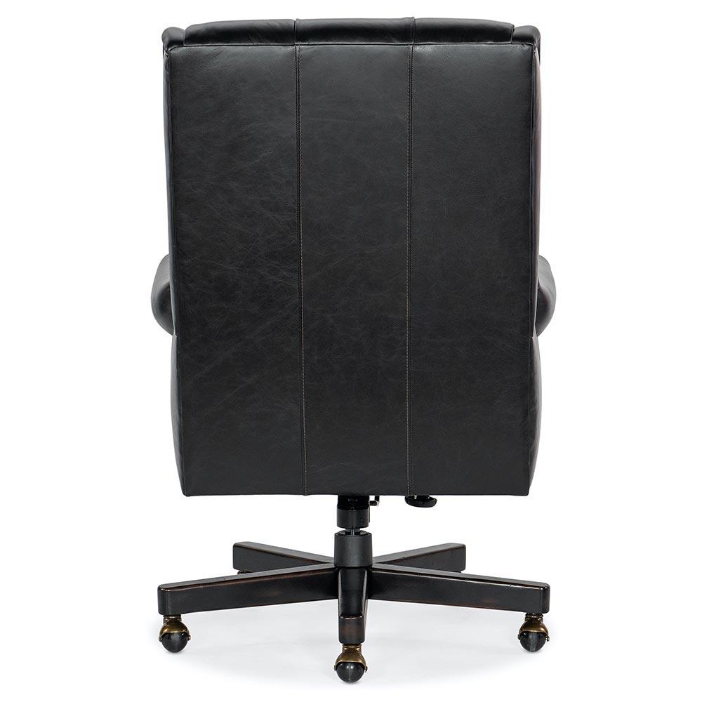 Harry Rustic Lodge Black Upholstered Leather Button Tufted Swivel Office Chair|