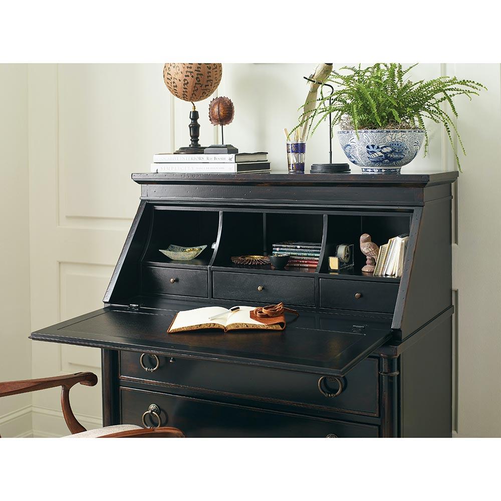 Barry Updated Traditional Black Cherry Wood Secretary Desk|