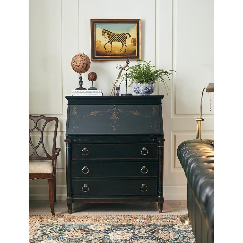 Barry Updated Traditional Black Cherry Wood Secretary Desk|