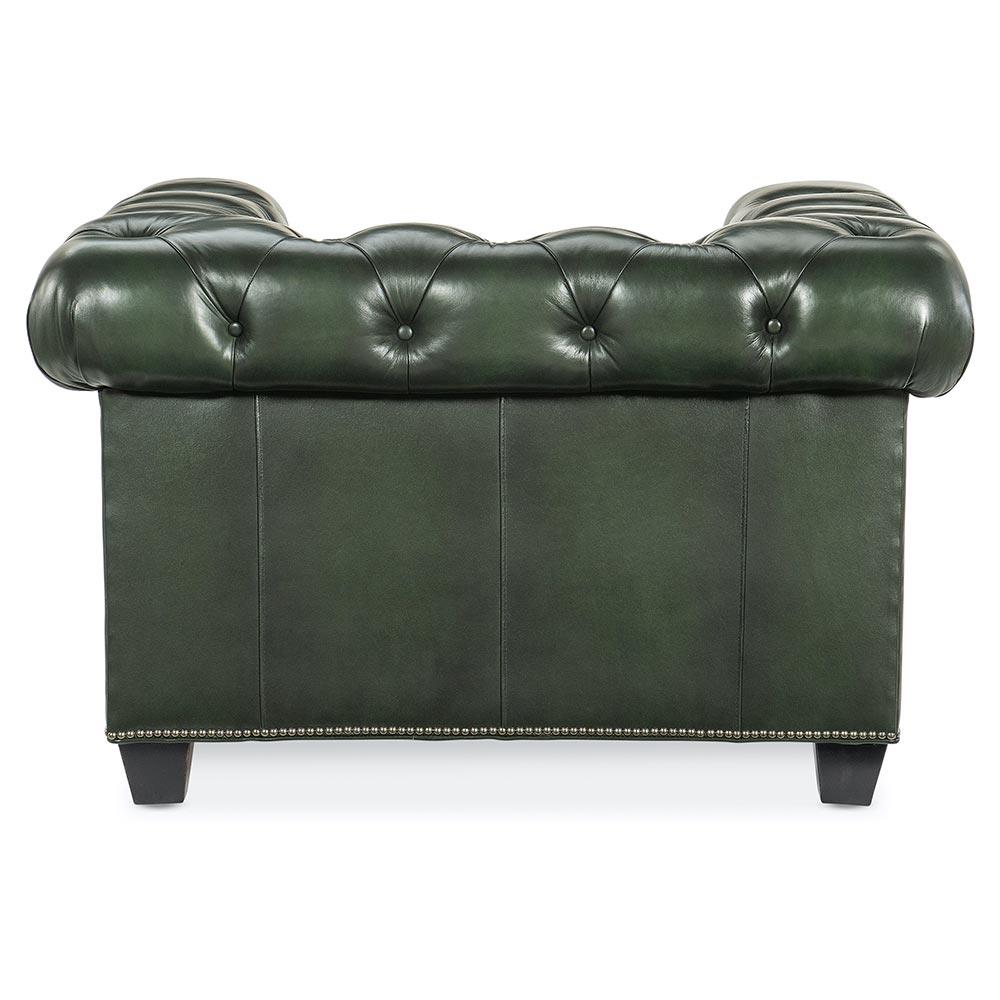 Harry Rustic Green Upholstered Leather Tufted Chesterfield Living Room Chair|