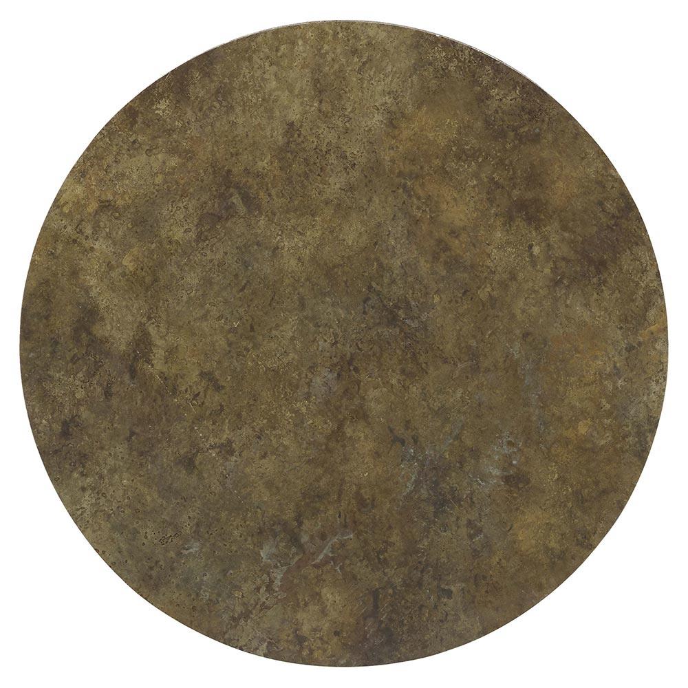 Fillmore Industrial Brown Brass Top Black Resin Round Accent Side Table|