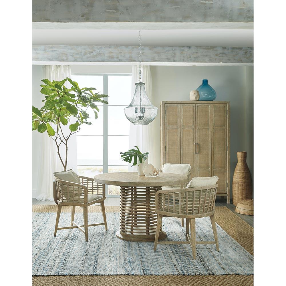 Kohana Coastal Beach Natural Rattan Round Pedestal Dining Table