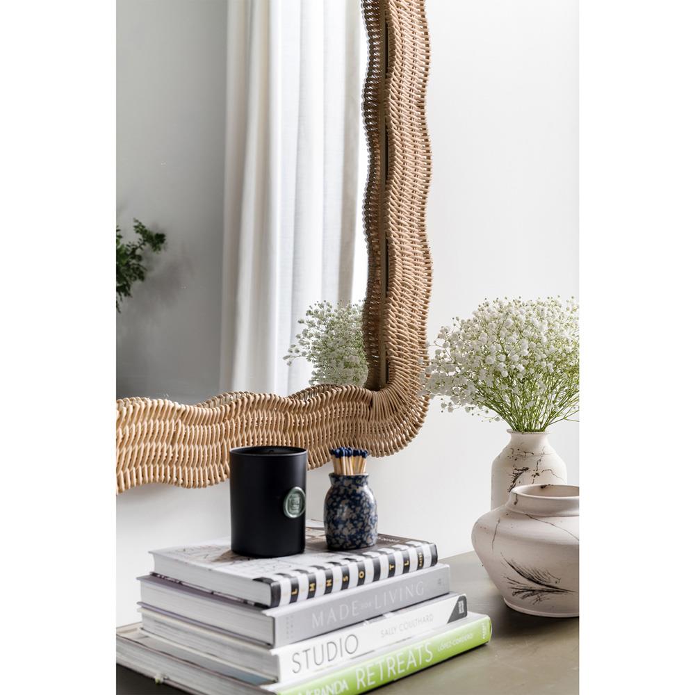Bailey Coastal Beach Natural Rattan Scalloped Frame Wall Mirror