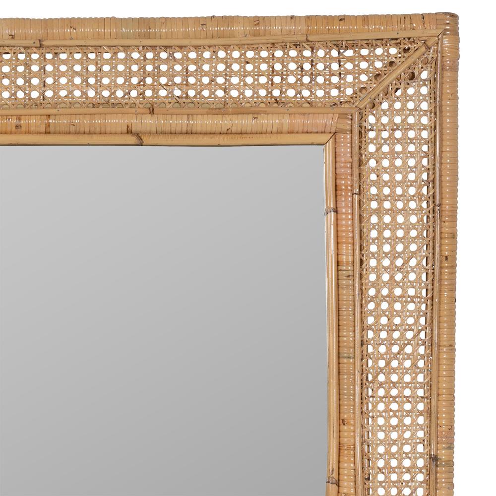 Maya Coastal Natural Rattan Beveled Frame Wall Mirror|
