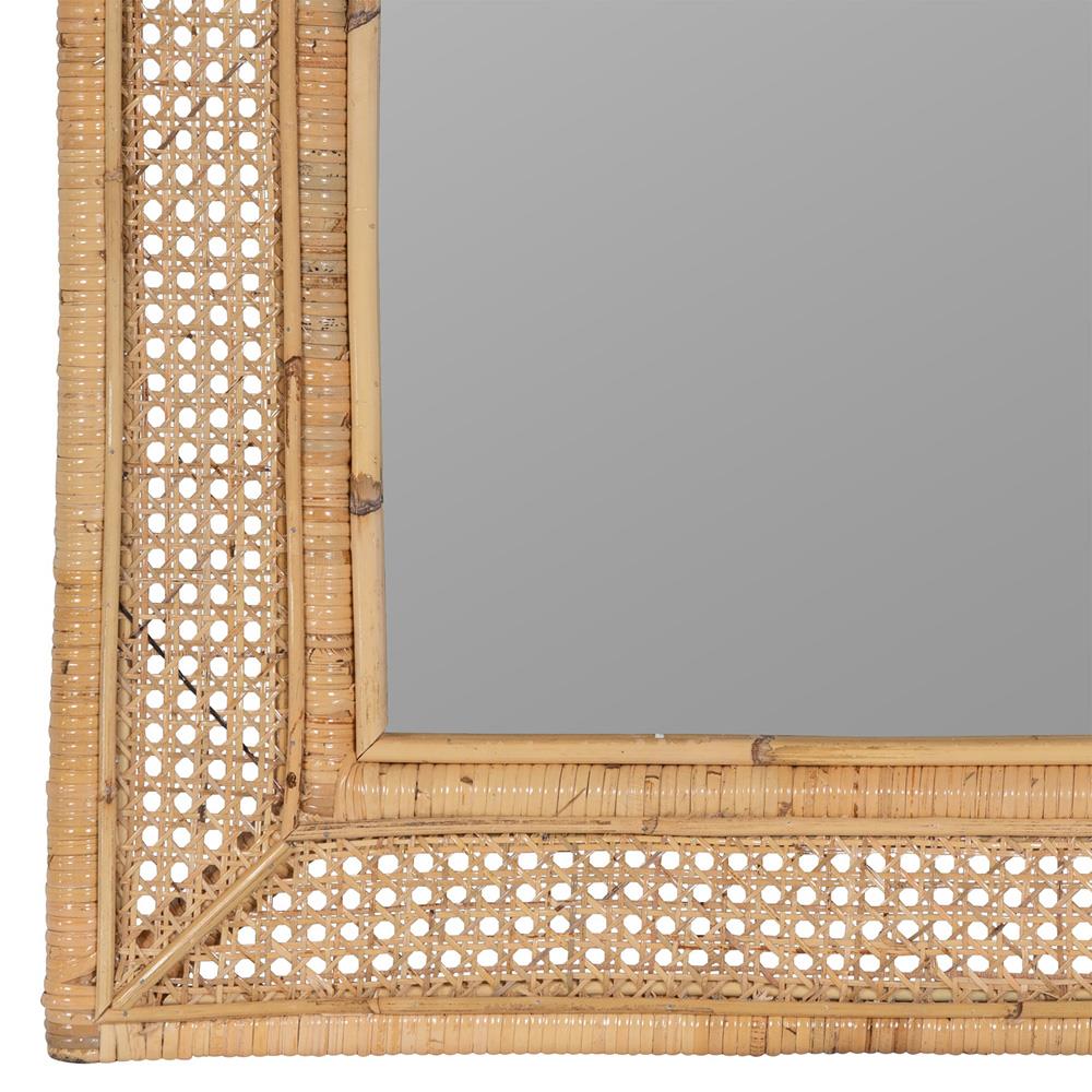 Maya Coastal Natural Rattan Beveled Frame Wall Mirror|