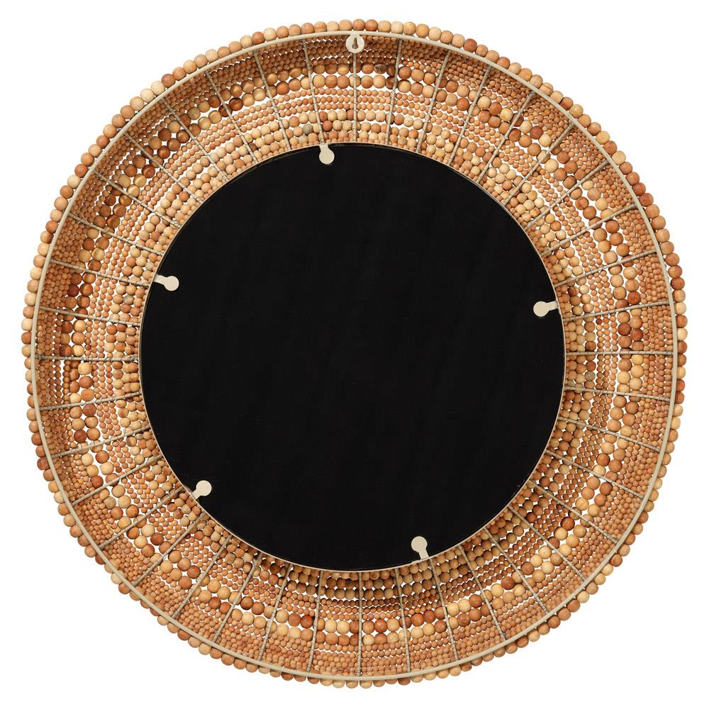 Tara Coastal Beach Natural Mango Wood Round Wall Mounted Mirror|