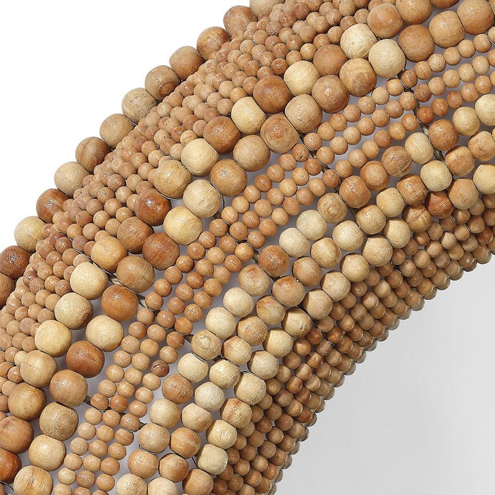 Tara Coastal Beach Natural Mango Wood Round Wall Mounted Mirror|