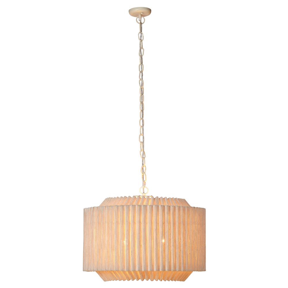 Tinsley Coastal Beach Natural Jute String Shaded Chandelier Large