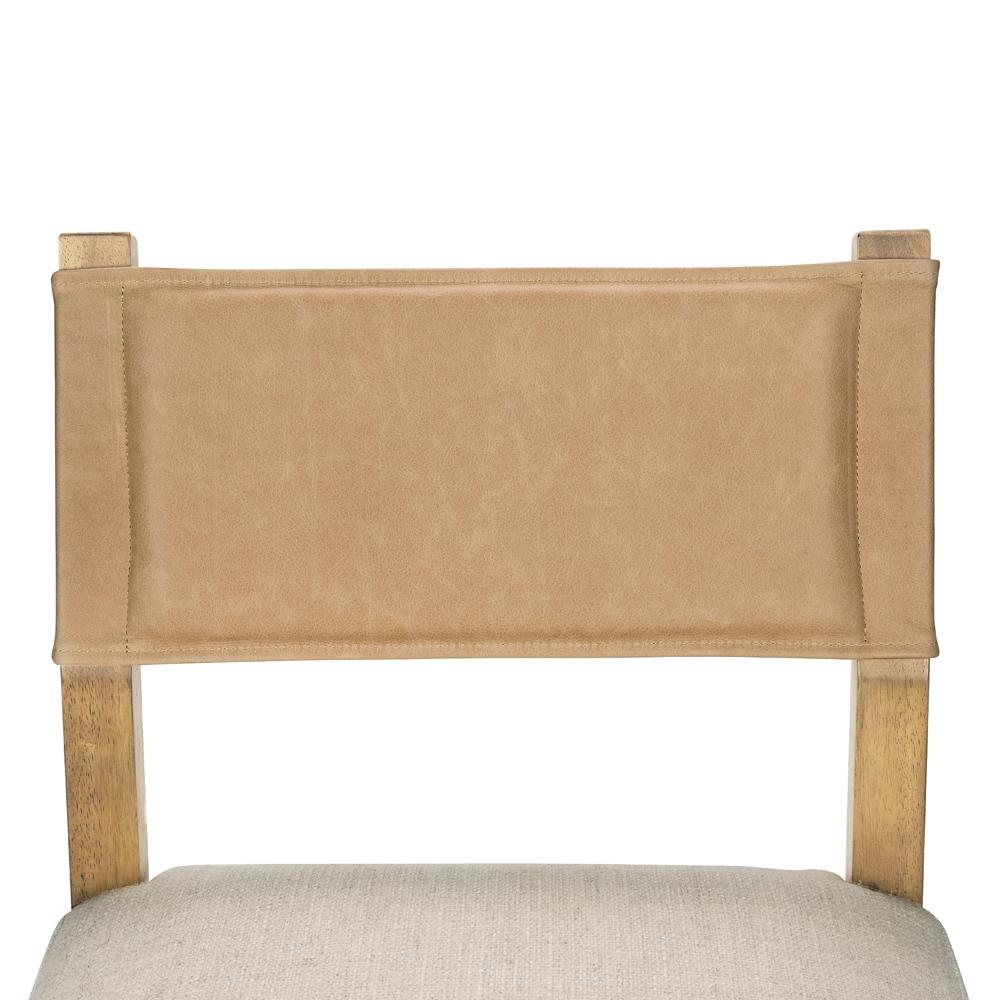 Ely Rustic Lodge Beige Performance Leather Seat Light Brown Wood Counter Stool|