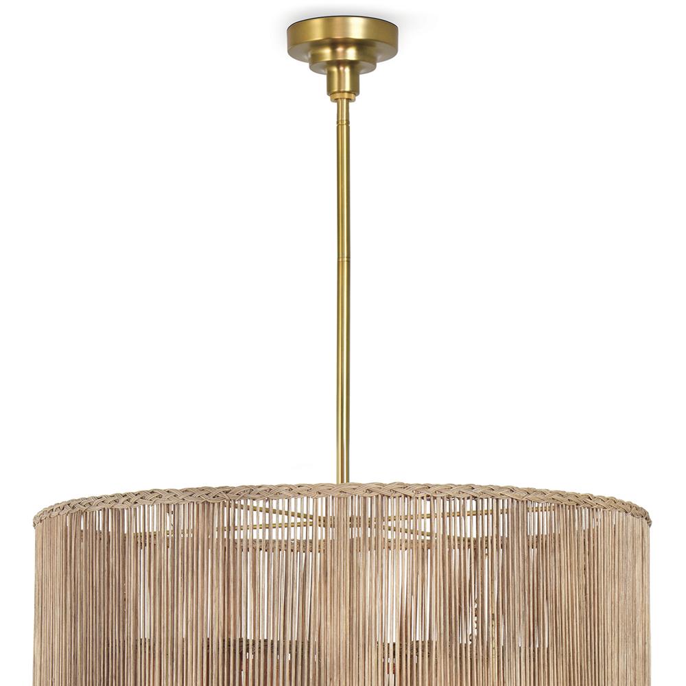 Nimes Coastal Beach Natural Woven Rattan Shaded Chandelier|