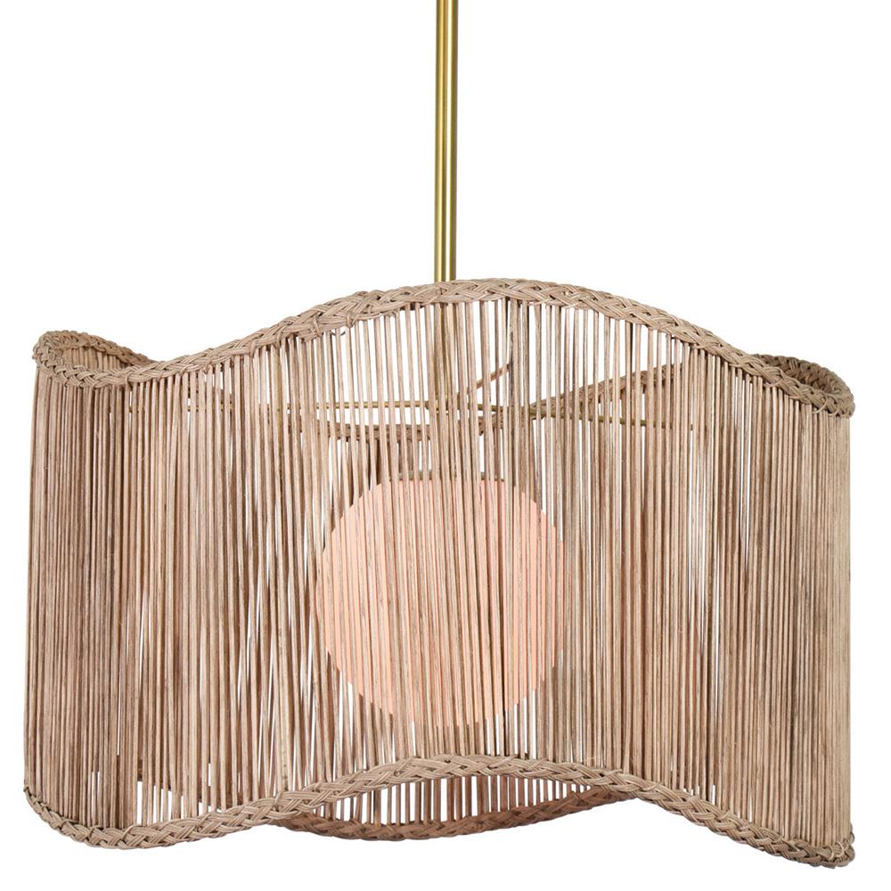 Nimes Coastal Beach Natural Woven Rattan Shaded Drum Pendant|